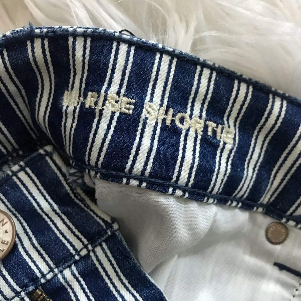 American Eagle next level stretch Engineer stripe hi rise shortie jean shorts 0 - Picture 8 of 9